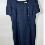 Brooks Brothers VTG  Linen Short Dress Tailored Academia 80s 90s Business Navy 14 Photo 1