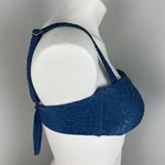 Bar III Satin Cheetah Bandeau Bikini Swim Top in French Navy XS Photo 3