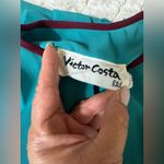 Victor Costa 70’s Turquoise Long Sleeve Pleated Dress Size 12 Blue Photo 9