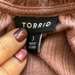 Torrid  Textured Jersey V-Neck Crochet Long Sleeve Top Rose Taupe 3X Boho Peasant Photo 7
