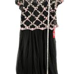 Candalite Dress 1X Black Pink Embroidered Floral Mesh Classic Formal Whimsygoth Photo 6