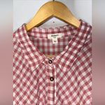 Dylan ‎ Airy Cotton Mauve Gingham check Peplum Ruffle Oversized TOP Blouse Large Photo 2