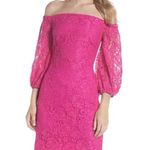 Trina Turk Pink Lace Off The Shoulder Cocktail Dress Sheath Fuchsia Size 2 New Photo 0