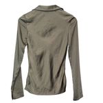ZARA Tie Front Long Sleeve Sage Green Gray Satin Blouse Top Shirt Extra Small Photo 2