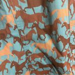 Toffee Apple Women L Button Front Western Shacket Jacket Equestrian Horse Print Blue Size L Photo 3