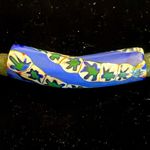 Green Jasper, bone and bronze trading beads vintage tribal necklace Blue Photo 6