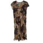 Style & Co  Woman Brown Floral Flutter Sleeve V Neck Midi Dress Size 16W Photo 4