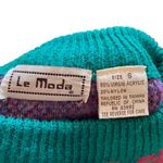 Moda Le Vintage 90s Bright Teal Pink Tropical Coastal Boho Floral Leafy Sweater Photo 5