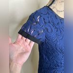 Uncle Frank NTM:  Navy & Black Lace Dress with Keyhole Back Ruching Waist Sz M Photo 12