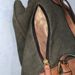 Simply Noelle  Olive~Tan Canvas~Faux Leather Backpack 13X16X6 Adjustable Straps Photo 5