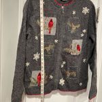 Croft & Barrow VTG  Size S Cardinals Snowflake Wool Blend Full Zip Cardigan Photo 6