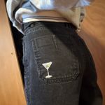 ZARA  Wide Leg Black Jeans Custom Dirty Martini Embroidered Photo 1