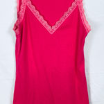 Old Navy  Y2K Womens L Pink Lace Trim Ribbed Fitted Tank Top Preppy Layering Photo 0