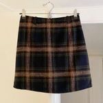 J&B Plaid Knit Mini Skirt Size 1 Navy/Green Blue Photo 4