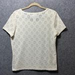 Covington Vintage Y2K White Lace Top L Floral Knit Stretch Short Sleeve Photo 4