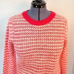 WAYF  Open Knit Stripe Crewneck Sweater White Pink Photo 5
