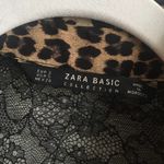 ZARA Basic Lace Cheetah Top Button Down Small Long Sleeve Animal Print Blouse Photo 2