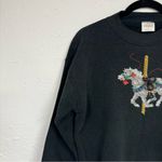 Vintage Grey Carousel Horse Embroidered Sweatshirt Womens L 90s Holiday Grandma Gray Size L Photo 1