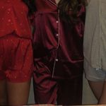 Ekouaer Satin Maroon Long Sleeve Pajama Set Photo 1