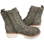 MIA  Womens Olive Green Perforated‎ Lace Up Ankle Boots Lug Heel Side Zip 6.5 NEW Photo 6