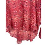 Free People Bright Red/Pink Boho Slouchy Sheer Hi Low Button Up Top S Photo 5