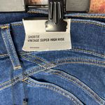 EXPRESS Shortie Vintage Super High Rise Western Denim Jean Shorts 12 Cutoff Photo 2