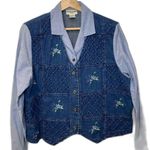 Vintage Blue Alfred Dunner Denim Shirt Vest Combo Petite Size Large Photo 3