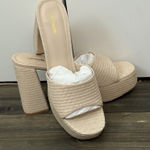 Larroude The Dolly Platform Mule In Natural Raffia SIZE 11 NEW Tan Photo 0