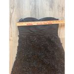 Sue Wong Black Strapless Cocktail Dress Textured Floral Rosettes Size 4 Photo 6