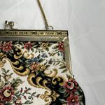 Vintage Womens Needlepoint Floral Tapestry Purse Multicolor Gold Chain Strap Photo 5
