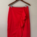 J.Crew  cotton poplin red ruffle Pencil skirt - size 6 Photo 1