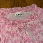 Ganni  Pleated Georgette blouse sweet lilac floral tie size 44 - XL Photo 2
