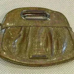 Nine West ✨Vintage old gold color Handbag Zip Clutch faux Leather Croc Embossed Photo 0