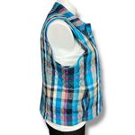 Company Collection Womens Quilted Plaid Vest Sleeveless Blue Pink Tan XL Photo 3