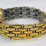 Bulova Caravelle 24mm gold silver tone Quartz watch white dial size 6.5” fresh battery Photo 2