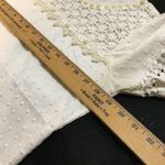 White Crochet Lace Pearl Embellished Swiss Dot Top Short Sleeve Women's Blouse M Size M Photo 2