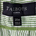 Talbots  Size 20W Green/White Striped Cropped Pants Faux Back Pockets Belt Loops Photo 7