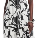 AQUA  Black White Floral Print Midi Dress‎ Sleeveless Women's Size XL Photo 2