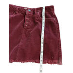 Indigo Rein  Corduroy Button Fly Mini Skirt Size 7 27" Waist Wine Fall Frayed Hem Photo 5