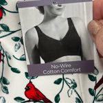 Catherines  Intimates No Wire Cotton Comfort White Red Cardinal Bra Size 48DD NEW Photo 1