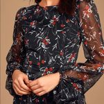 Lulus ✨HP✨Petal to The Metal Black Floral Print Chiffon Mini Dress✨ Photo 4
