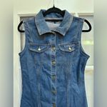 Bebe  Blue Sleeveless Front Button Rhinestone Denim Midi Dress Size Medium M Photo 3