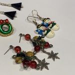 Lot Of 5 Costume Earrings Pierced Christmas Holiday Snowman Santa Wreath Etc Photo 7
