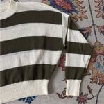 Madewell  Loose-Knit Crewneck Sweater Cropped, Ivory & Olive Green Medium Photo 4