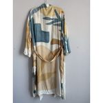 World Market Indio Tan Teal Blue Desert Abstract Belted Robe Womens One Size NEW Photo 3