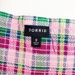 Torrid Midi Poplin Tiered Ruffle Strap Dress Cotton Plaid Pink Green Size 3 Photo 11