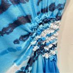 New Directions Blue and Black Sleeveless Knit Top Ruched Gathered Side Size XL Photo 2