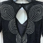 Vintage 80’s Night Vogue 100% Silk Beaded Cocktail Dress Black Silver Photo 3