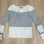 Banana Republic  Cream and Navy Striped Sweater Merino Wool Photo 0