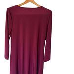 Nina Leonard Miracle Matte Jersey Tunic Dress Pockets Womens Size L Burgundy Photo 1